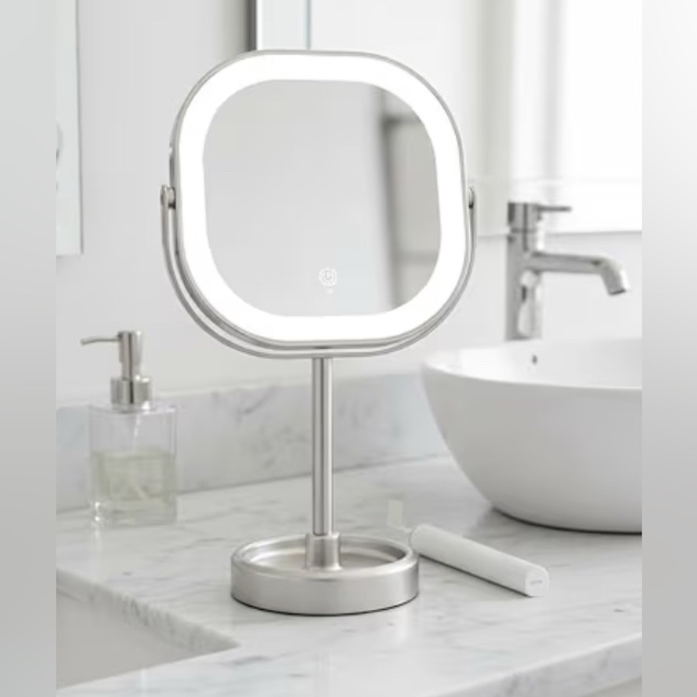 🔥 NEW Conair 1/10X Elegant Silver nickel LED Vanity Mirror 3 color lights